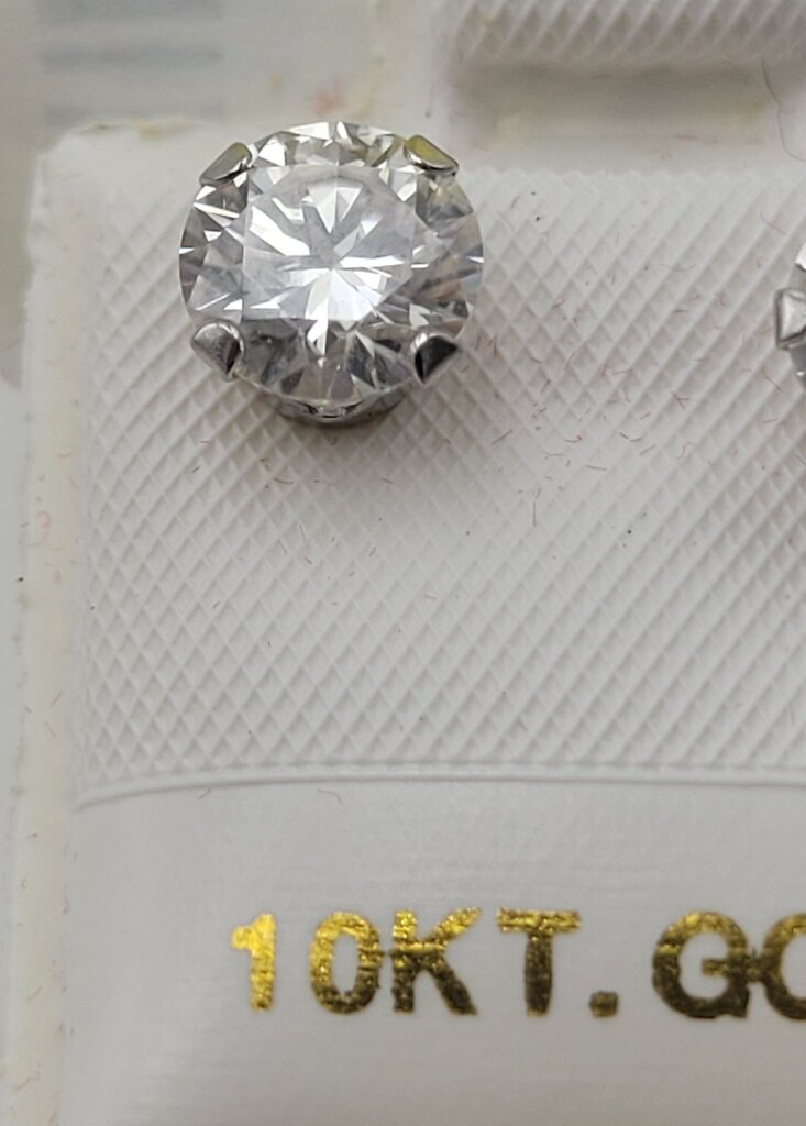 White Moissanite 10k Gold Earrings (LIT)