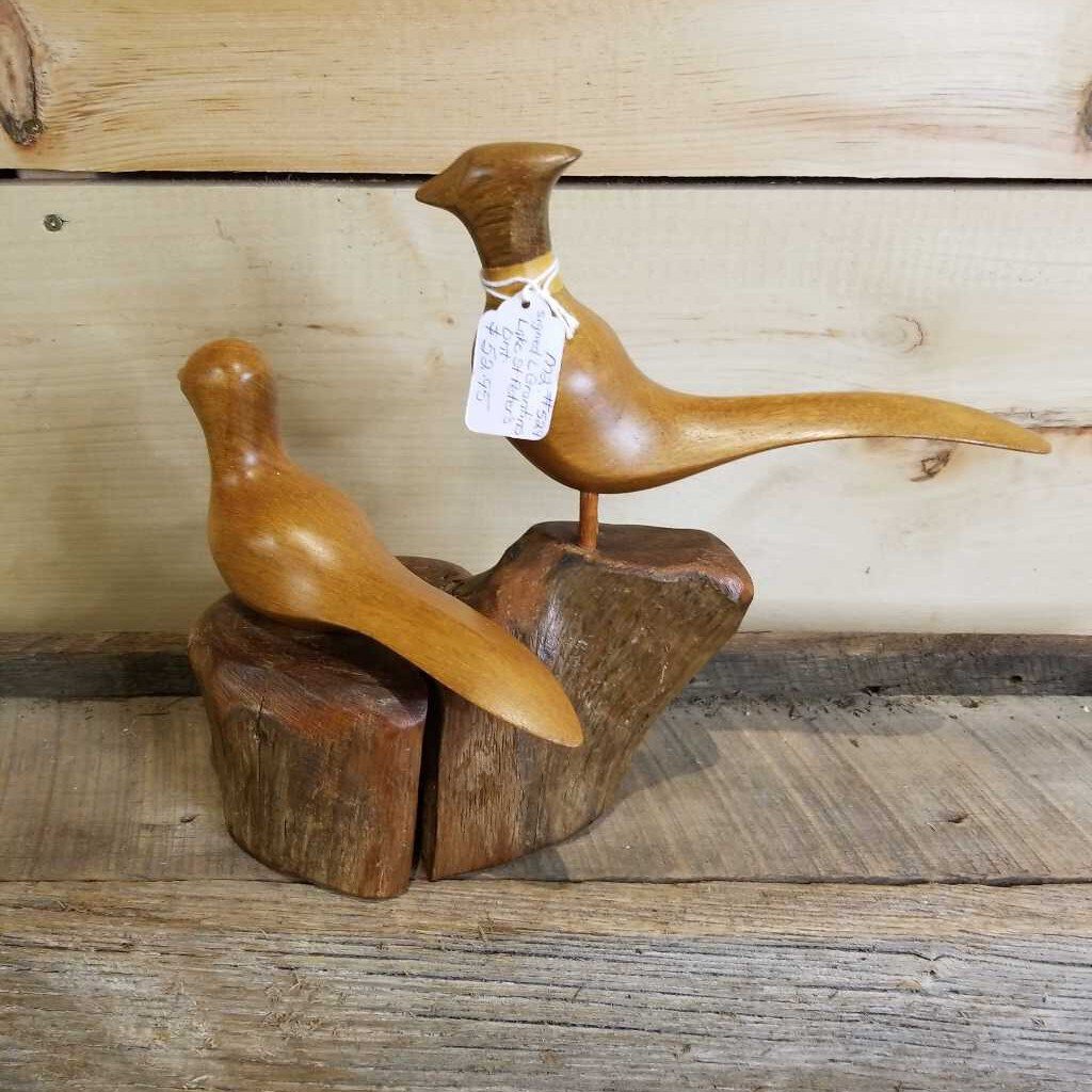 Hand carved wooden birds #529