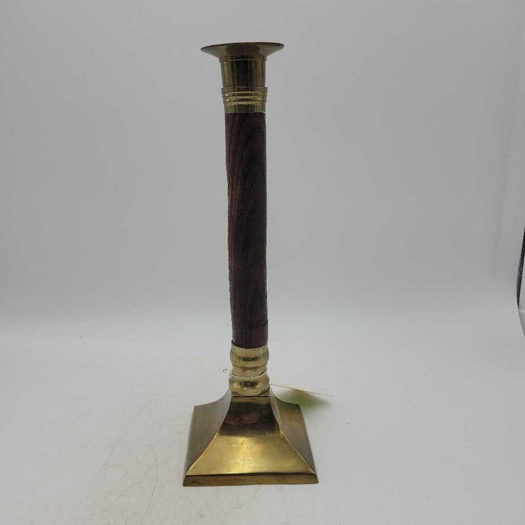 WDV 521 Wood and Brass Candle Holder {K}