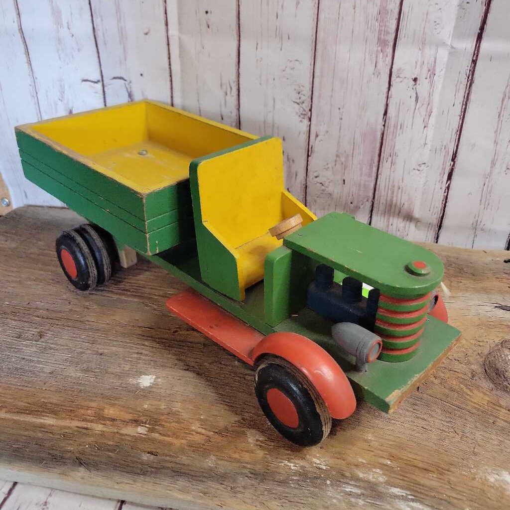 Vintage solid Wood painted Truck (JL)