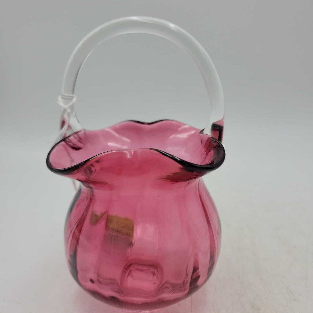 Cranberry Glass Handled Vase/Basket S2085 (SC)