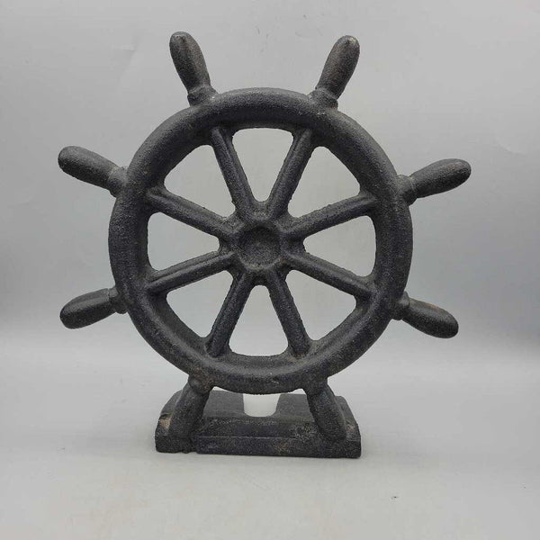Cast iron ships wheel door stop