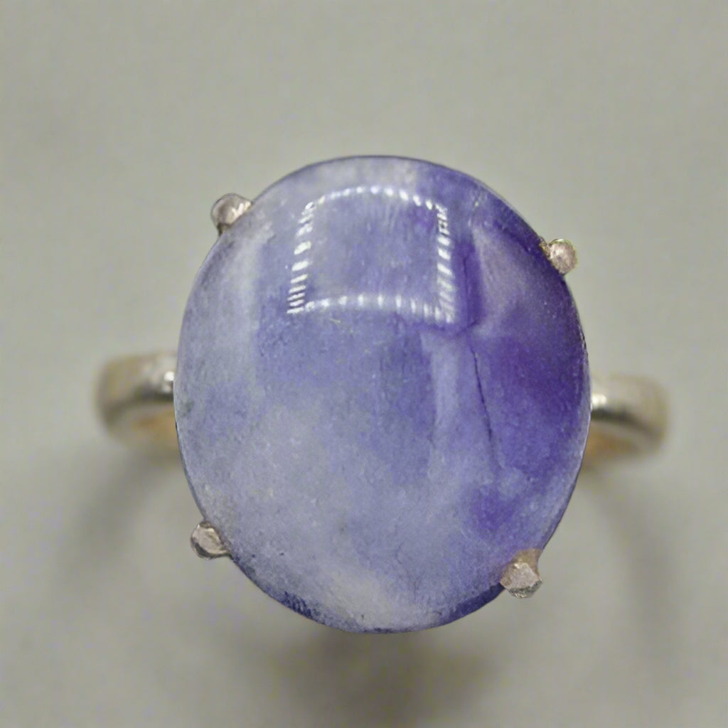 Sterling & Lavender Jade (dyed) Ring - VT #8362