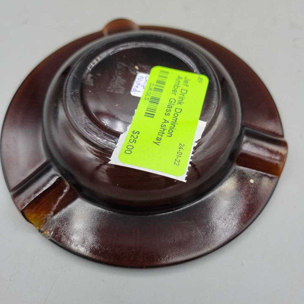 Drink Dominion Amber Glass Ashtray (JEF)