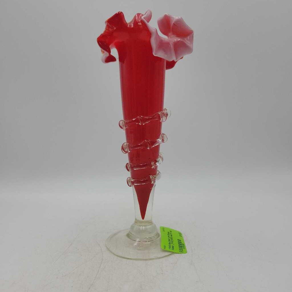 Red Swirl art Glass Vase (YVO) (401)