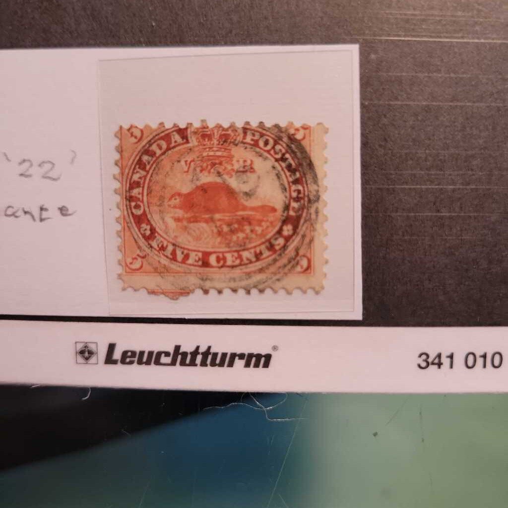 Beaver 5C Canadian Stamp " Napanee" (Jef) Scott #15 4 ring 22