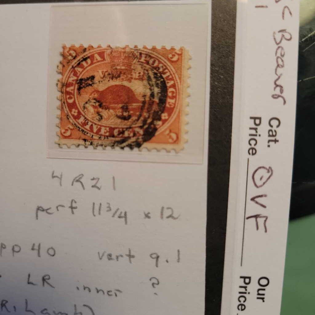 Beaver 5C Canadian Stamp " " (Jef) Scott #15 4 ring 21