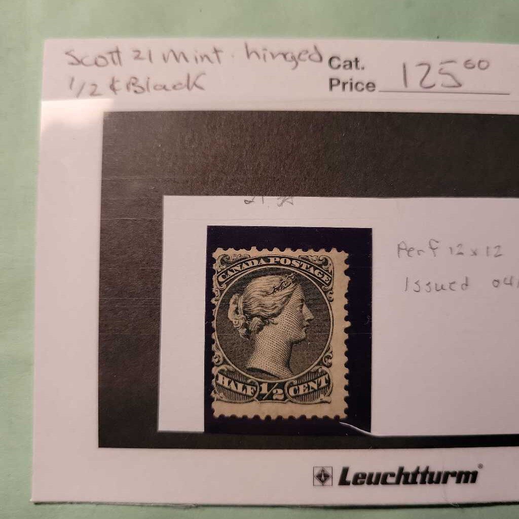 Queen Victoria Half Cent 1868 hinged Canadian Stamp (Jef) Scott 21