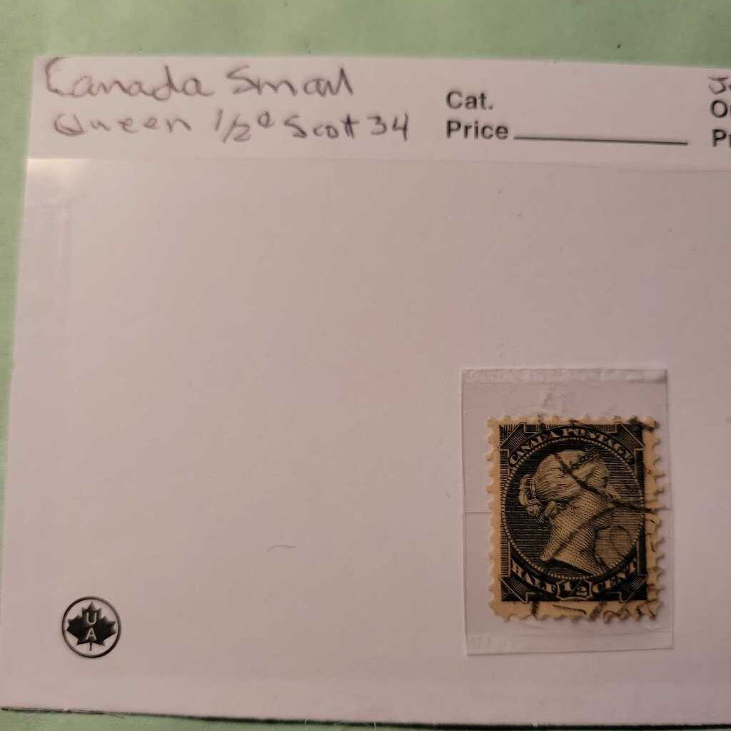 Queen Victoria Half Cent Small Canadian Stamp (Jef) Scott 34