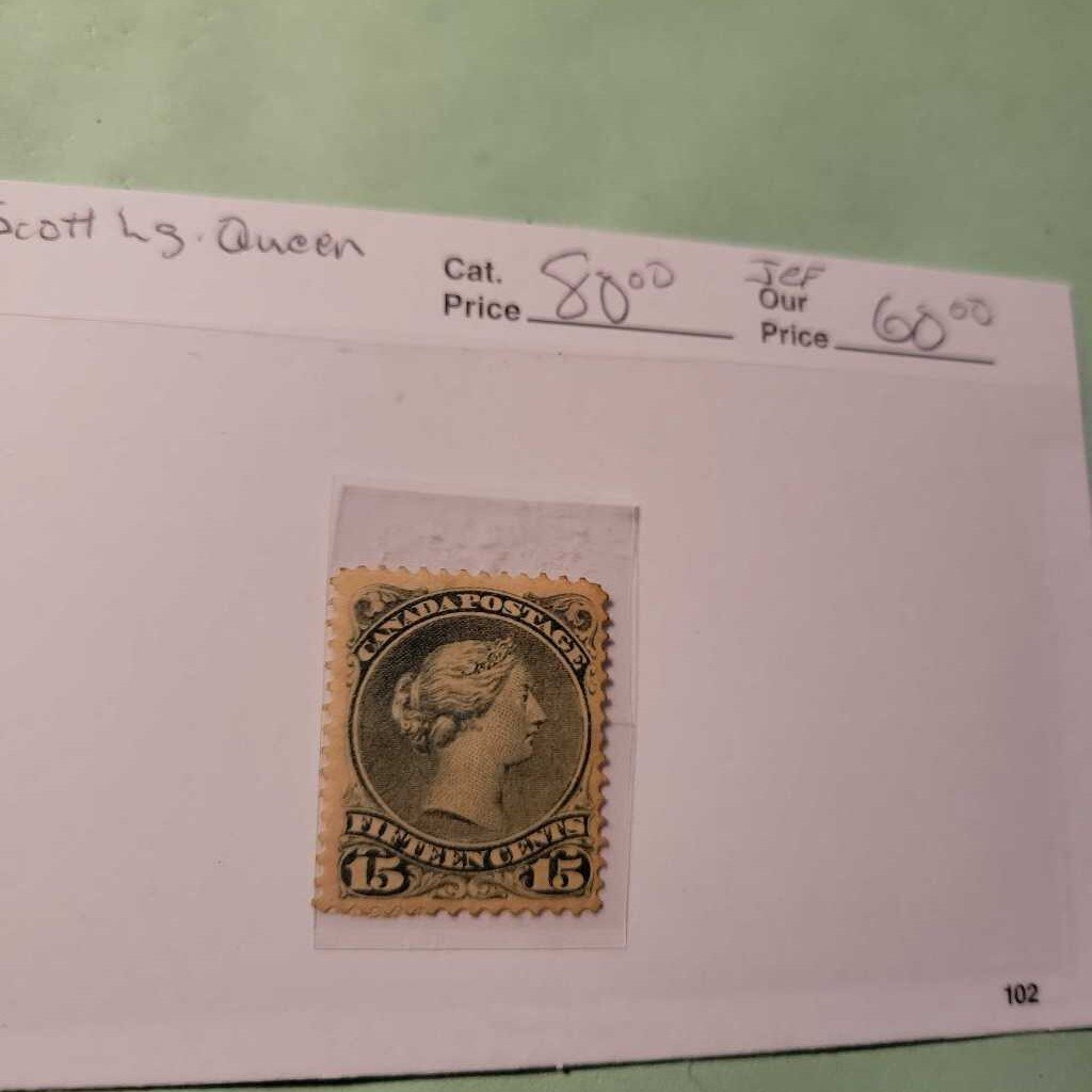 Queen Victoria Fifteen Cent Large Canadian Stamp (Jef) Scott 30