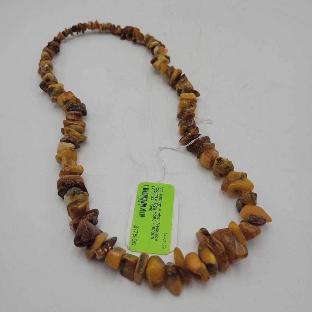 Vintage Amber Necklace (Cognac, Egg Yolk) - #9300 (VT)