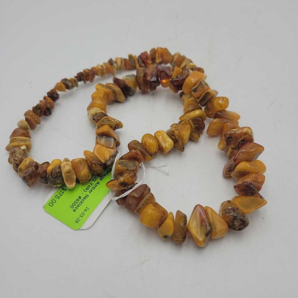 Vintage Amber Necklace (Cognac, Egg Yolk) - #9300 (VT)
