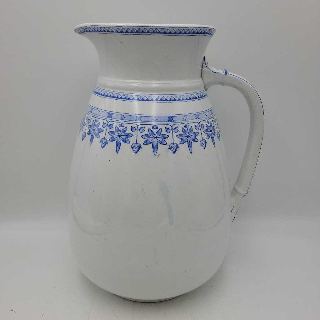 EJG ironstone pitcher with blue (WCS)