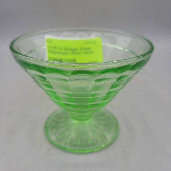 Vintage Green Depression Block Optic Sherbet Cup (YVO) (403)