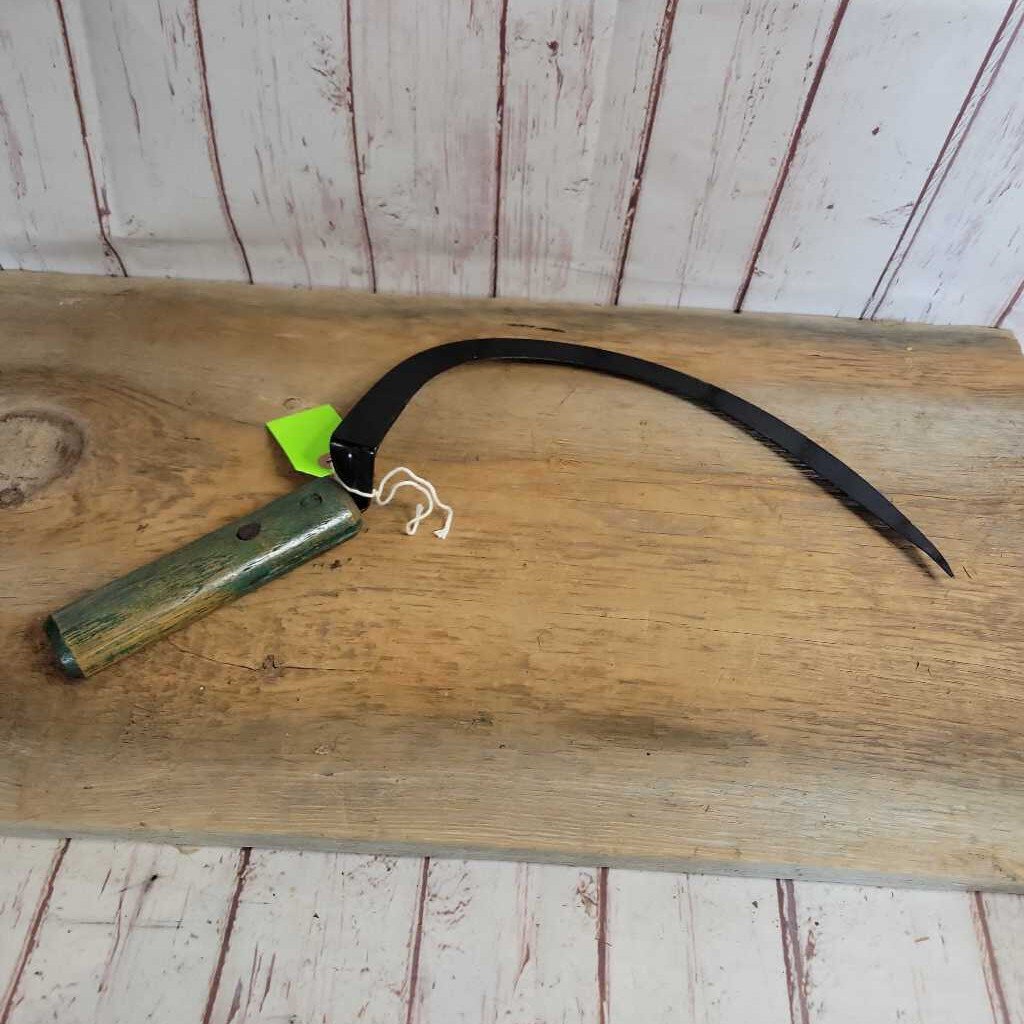 Antique Hand Sickle Green Handle (JAS)
