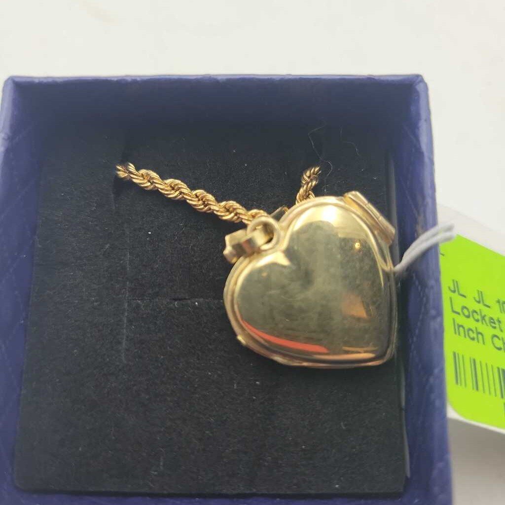 JL 10K Yellow Gold Photo Locket & Chain