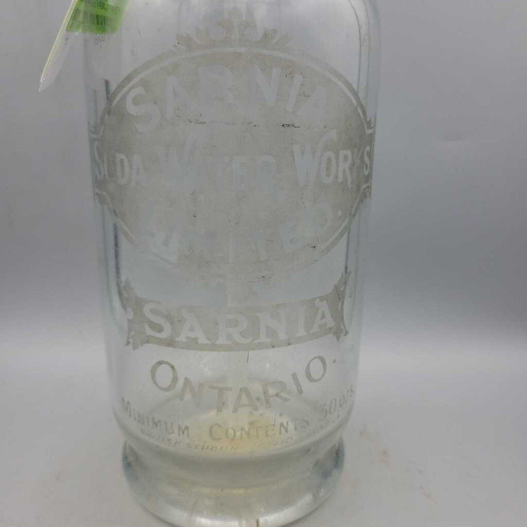 Sarnia Soda Water Works Seltzer Bottle matching top (JEF) Siphon