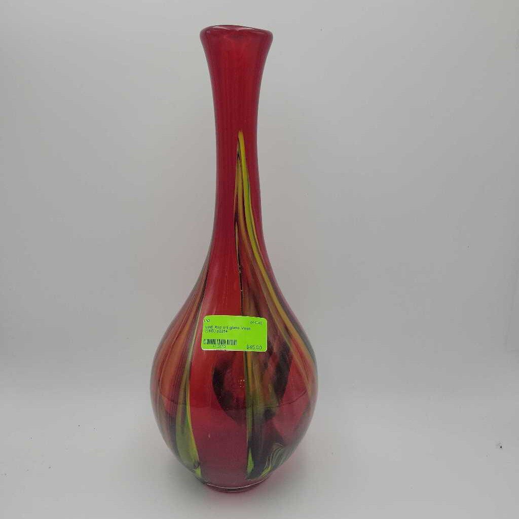Red art glass Vase (LIND) p2254
