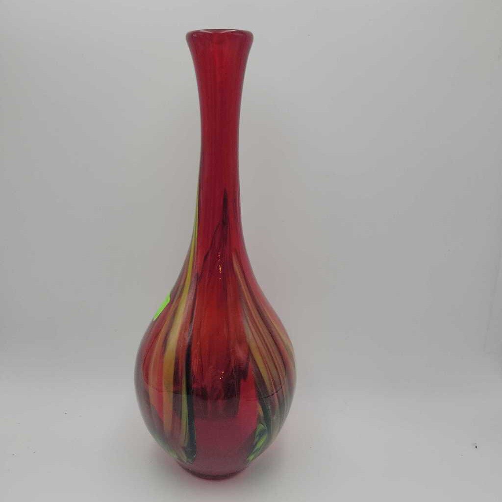 Red art glass Vase (LIND) p2254