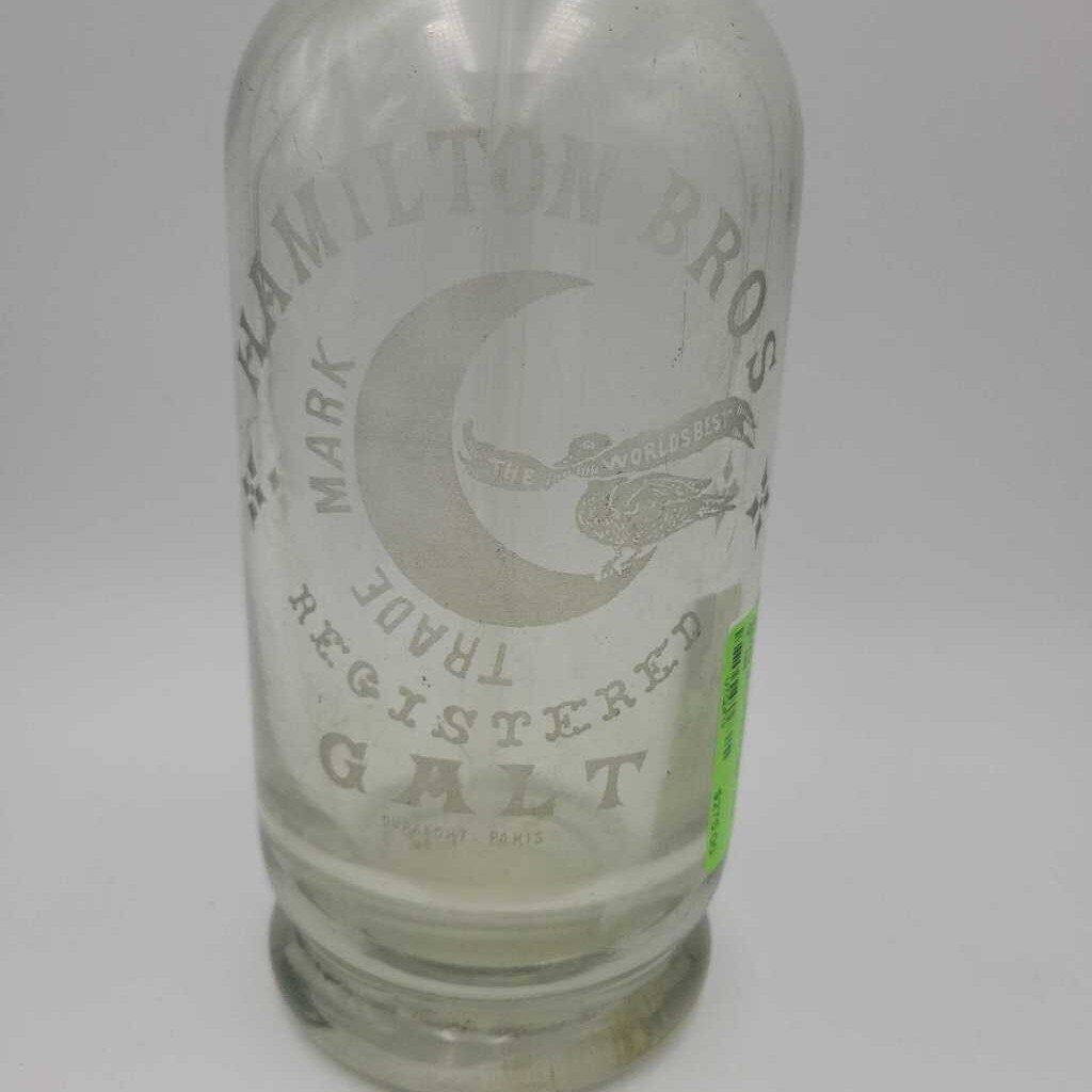 Hamilton Bros Galt Seltzer Bottle Rare (JEF) Siphon