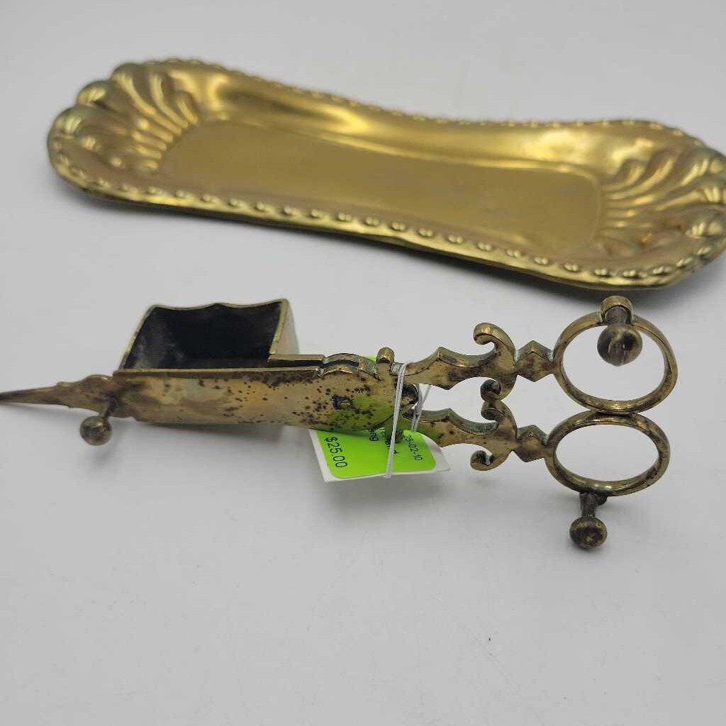 Brass Candle Snuffer and Tray (JL)