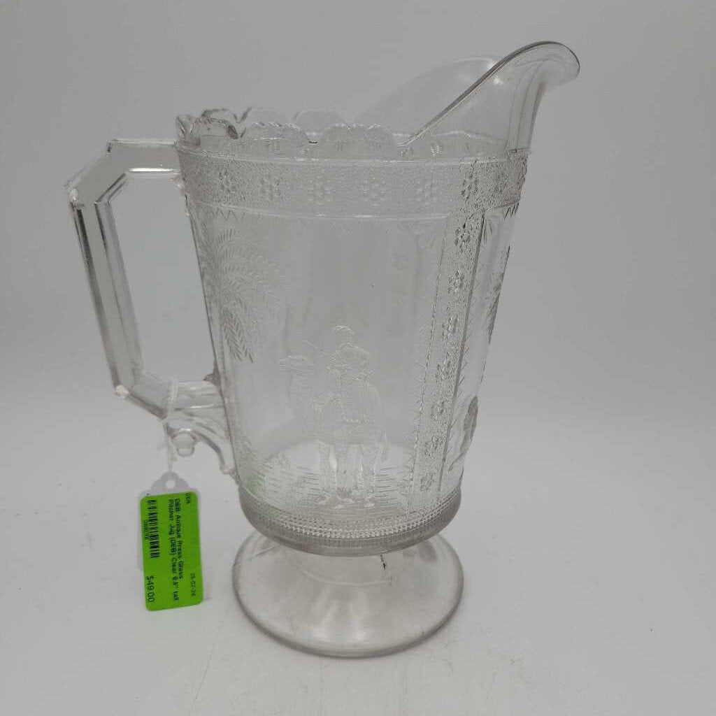 Antique Press Glass Pitcher Jug (DEB)