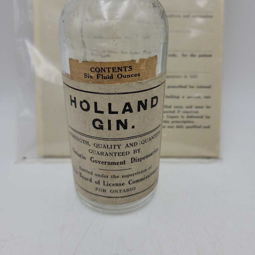 Prohibition Era Holland Gin Bottle with Prescription 2 Pieces (DR)