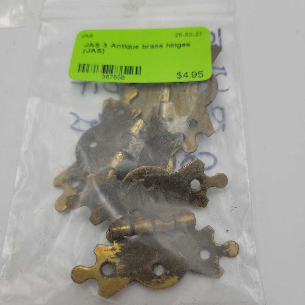 3 Antique brass hinges (JAS)