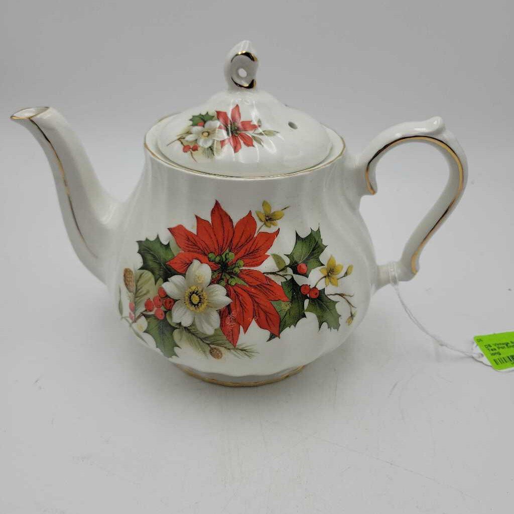Vintage Sadler Poinsettia Tea Pot England (DS) 3083