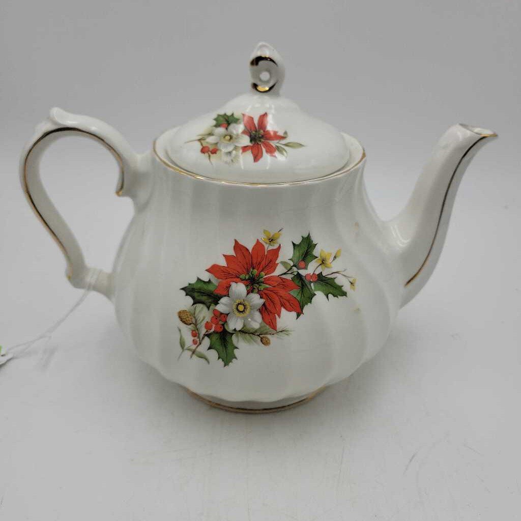 Vintage Sadler Poinsettia Tea Pot England (DS) 3083