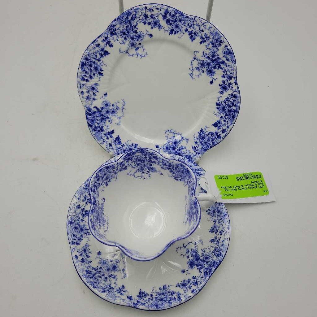 Shelley Dainty Blue Trio Cup & Saucer & Plate Set