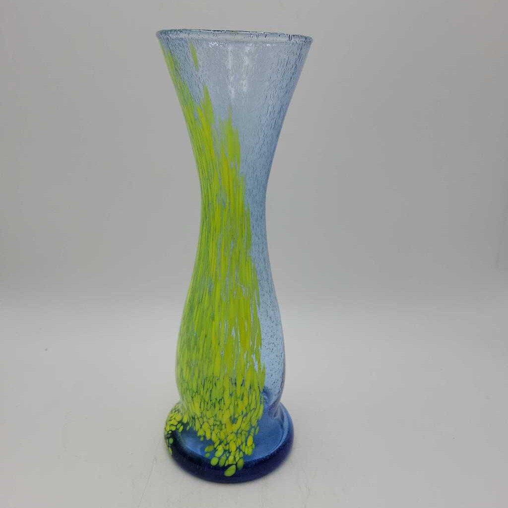 Glass Vase in blue/yellow speckled (BG)