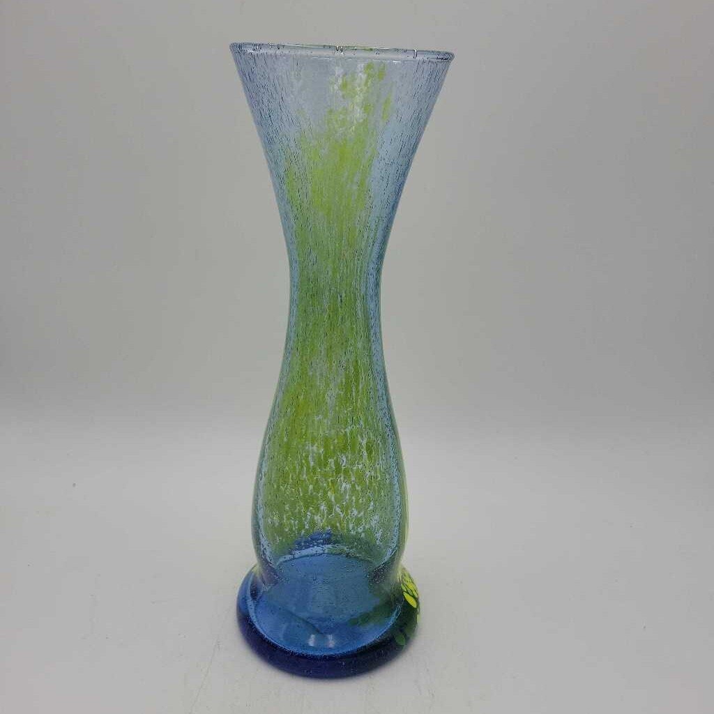 Glass Vase in blue/yellow speckled (BG)