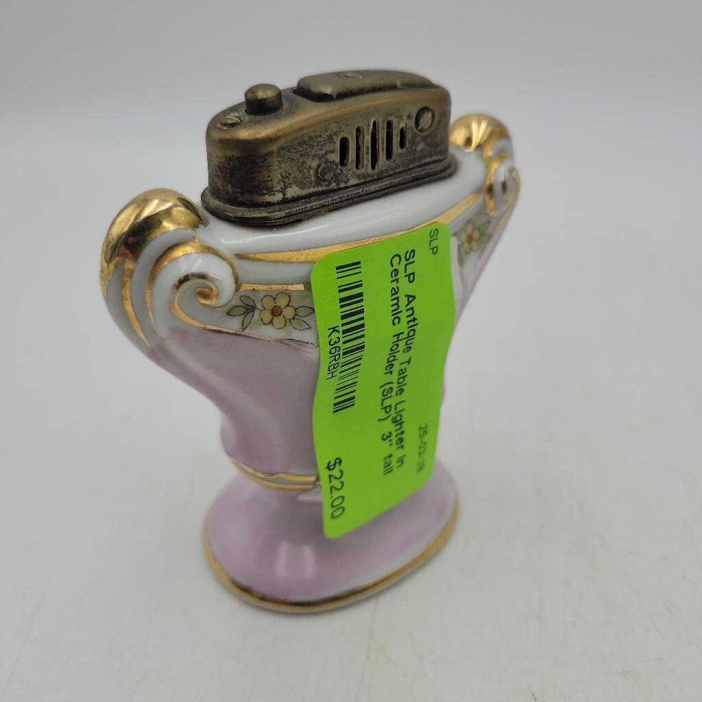 Antique Table Lighter In Ceramic Holder (SLP)