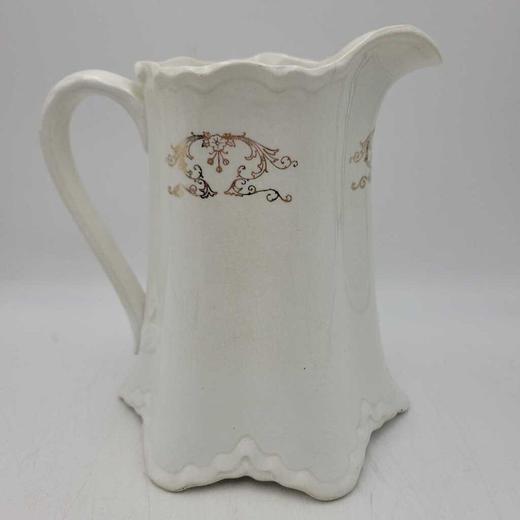 K.T. & K. Antique Ivory Pitcher w/ Gold Design 8" (SLP)