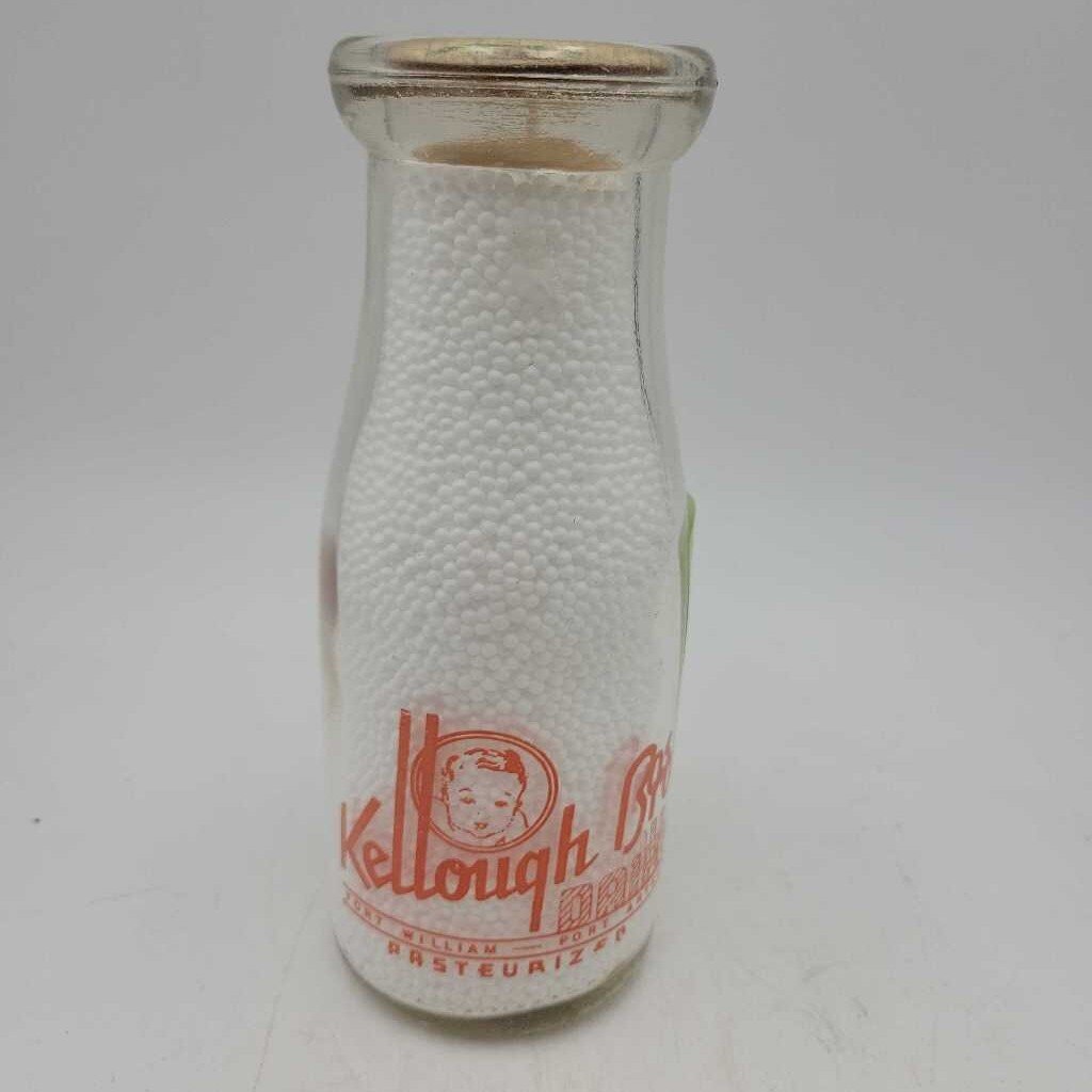 Kellough Bros Dairy Half Pint Milk Bottle Fort Williams Port Arthur (JEF)