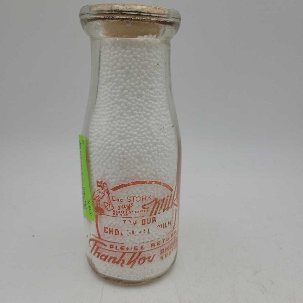 Kellough Bros Dairy Half Pint Milk Bottle Fort Williams Port Arthur (JEF)