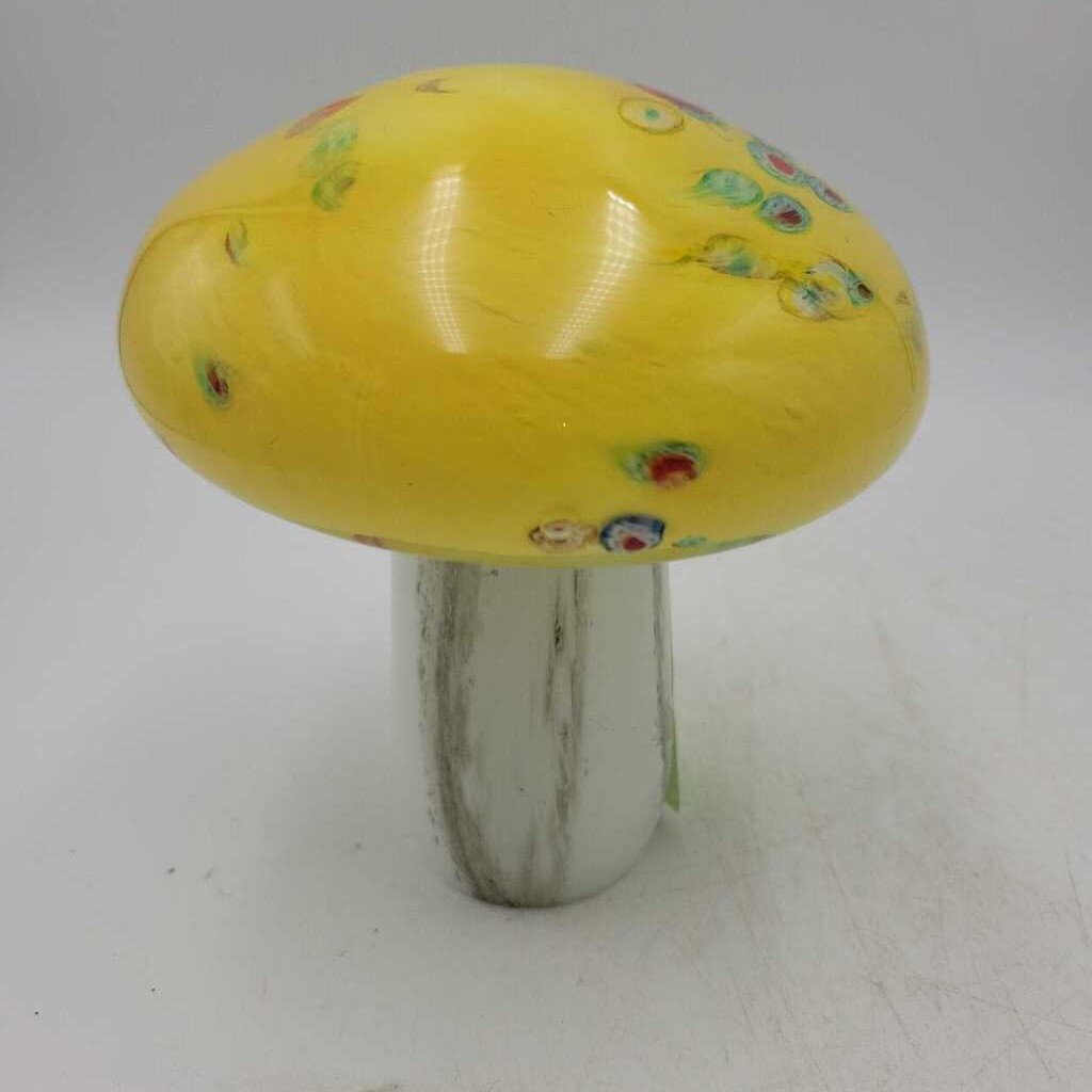 Yellow Millefiori Glass Mushroom (STV)