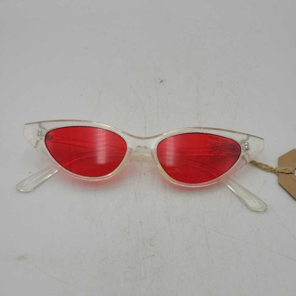 Sunglasses Clear Frame w. Red Lenses (TWS)