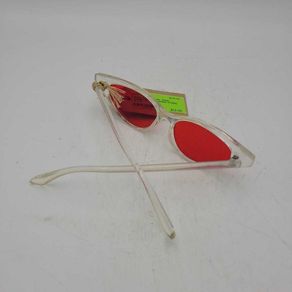 Sunglasses Clear Frame w. Red Lenses (TWS)