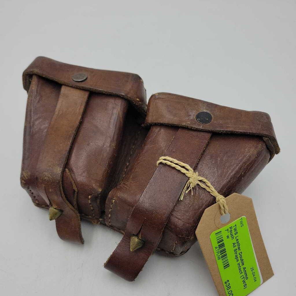 Leather Double Ammo Pouch All Straps Intact (TWS)