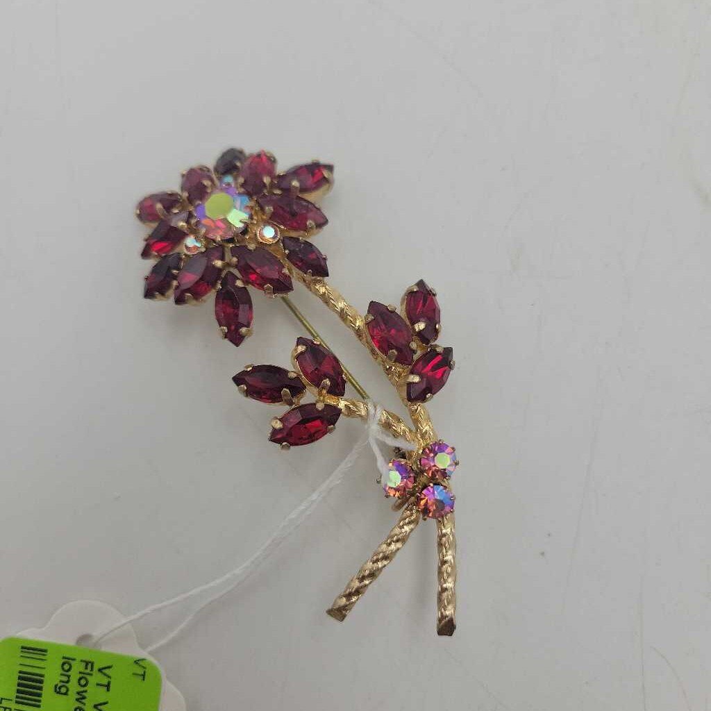 Vintage Rhinestone Flower Brooch - 11950