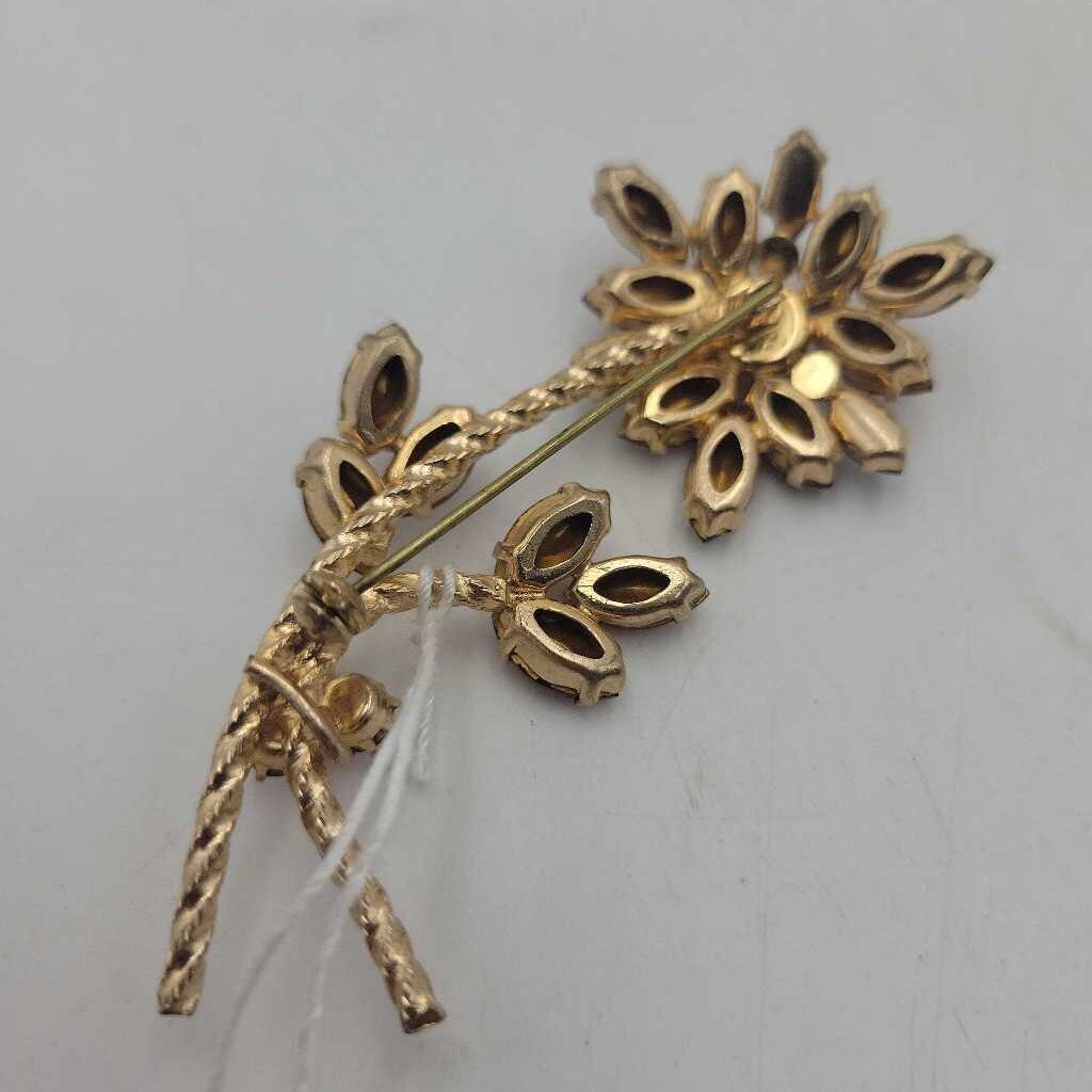 Vintage Rhinestone Flower Brooch - 11950