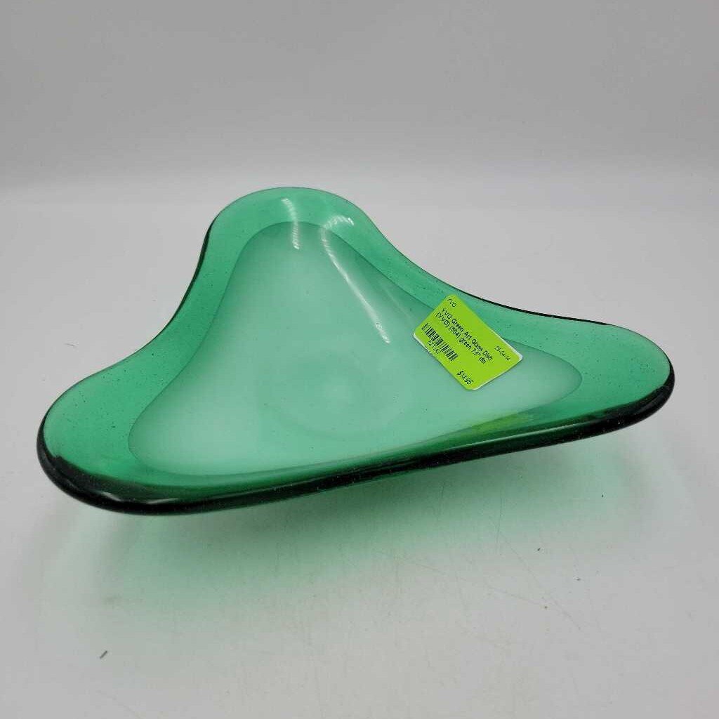 Green Art Glass Dish (YVO) (504)