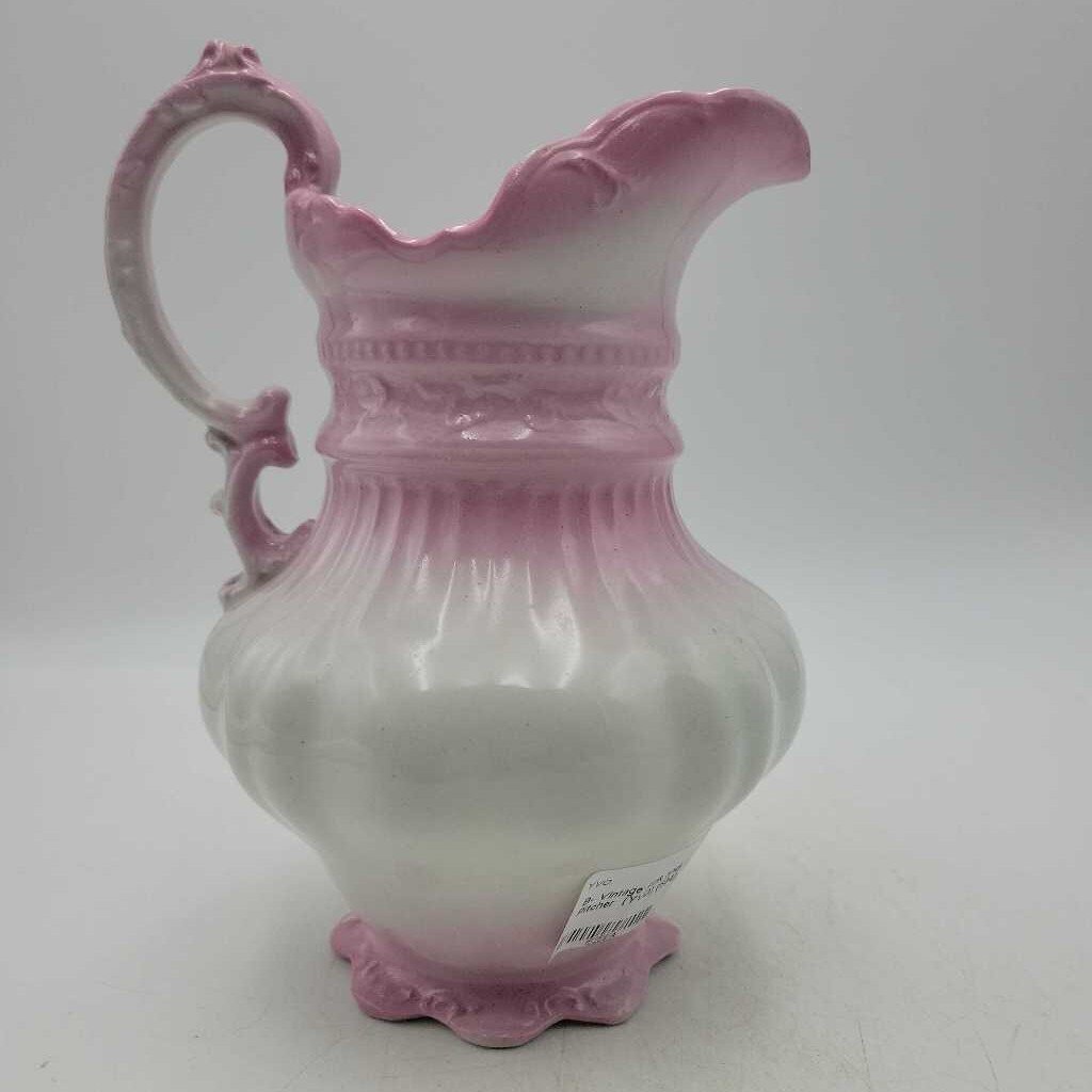 Vintage Pink and White Pitcher (YVO) (504)