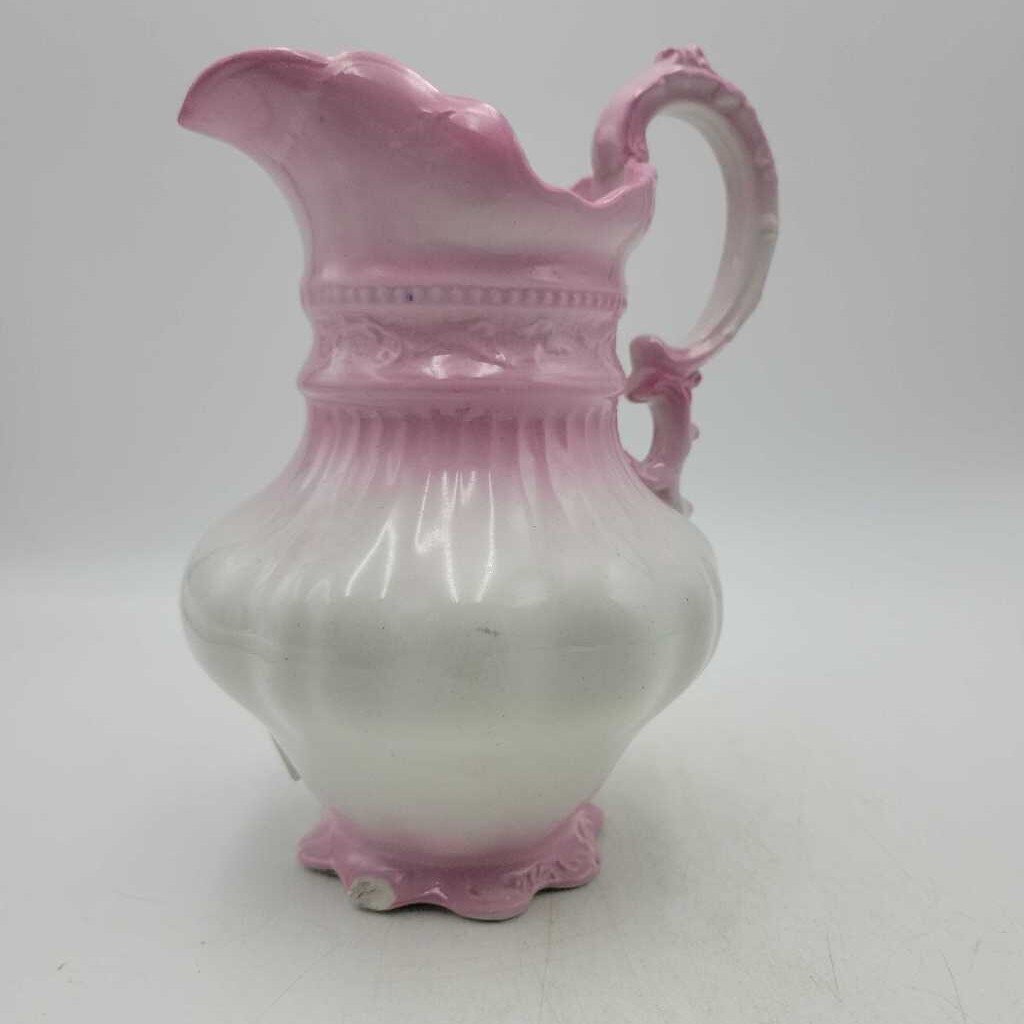 Vintage Pink and White Pitcher (YVO) (504)