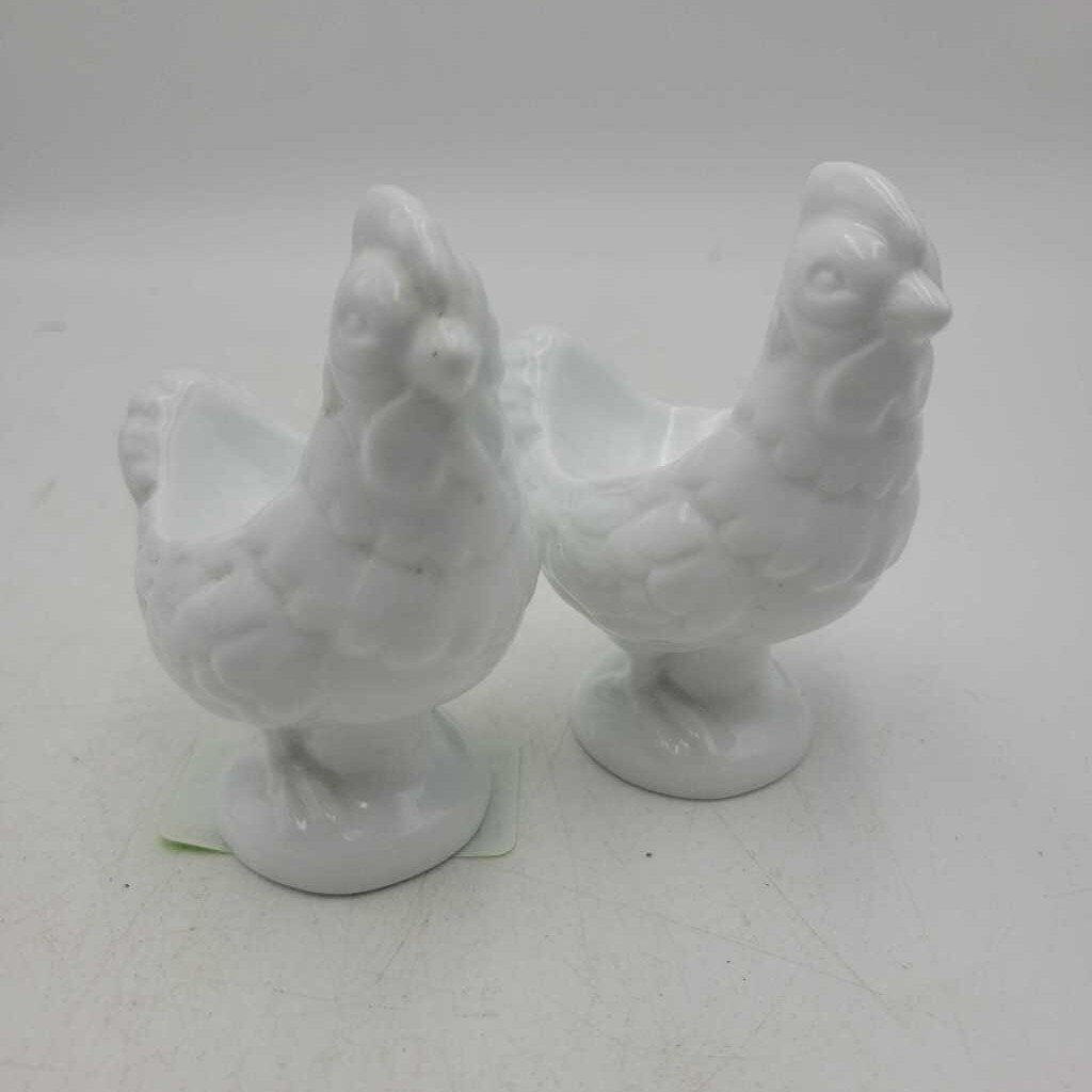 Pair of Porcelain Rooster Egg Cups (Pair) (TWS)