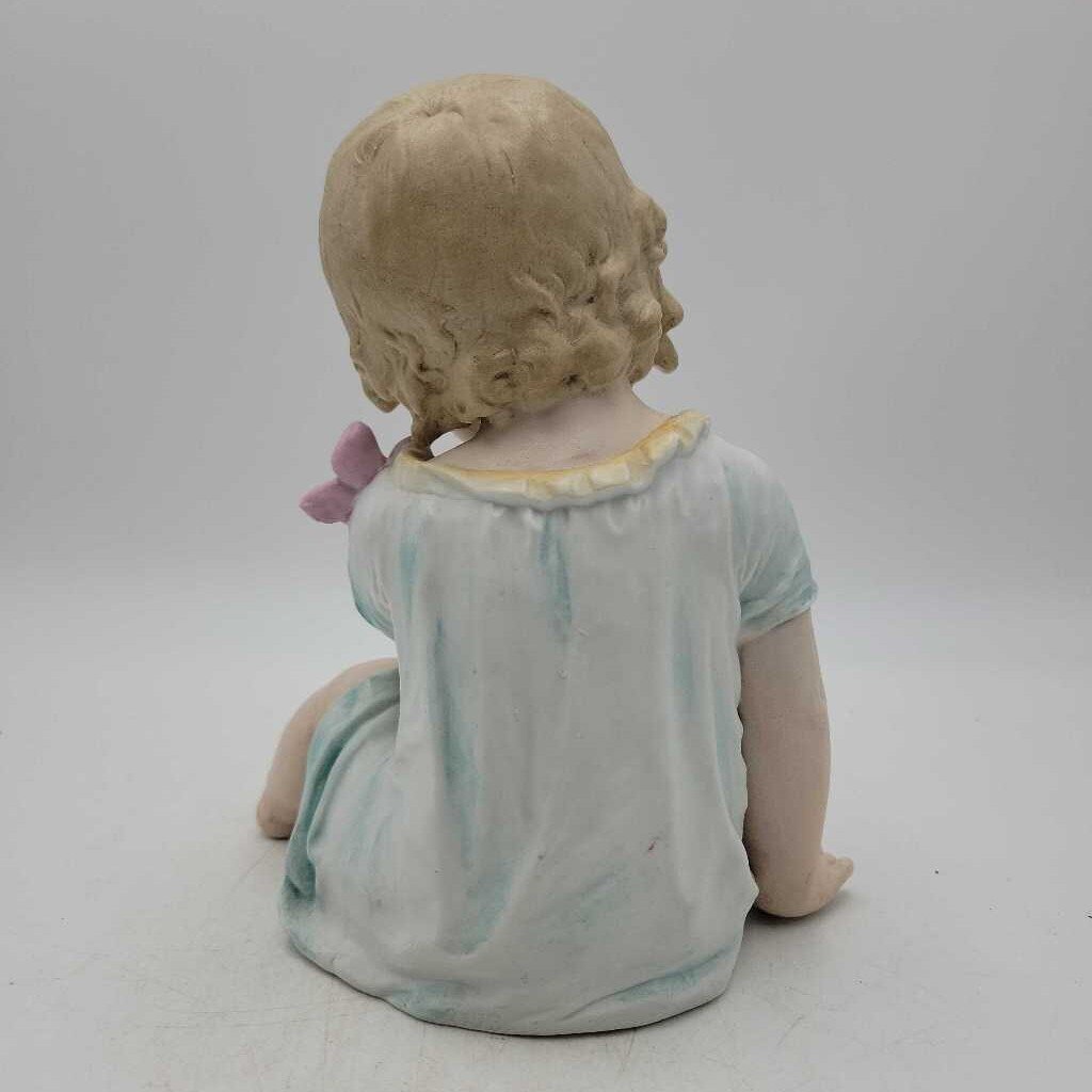 German Bisque Seated Girl in Dress Delicate Features Stamped 2143