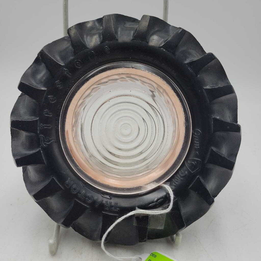 Rubber Tire Ashtray pink glass insert (DEB)