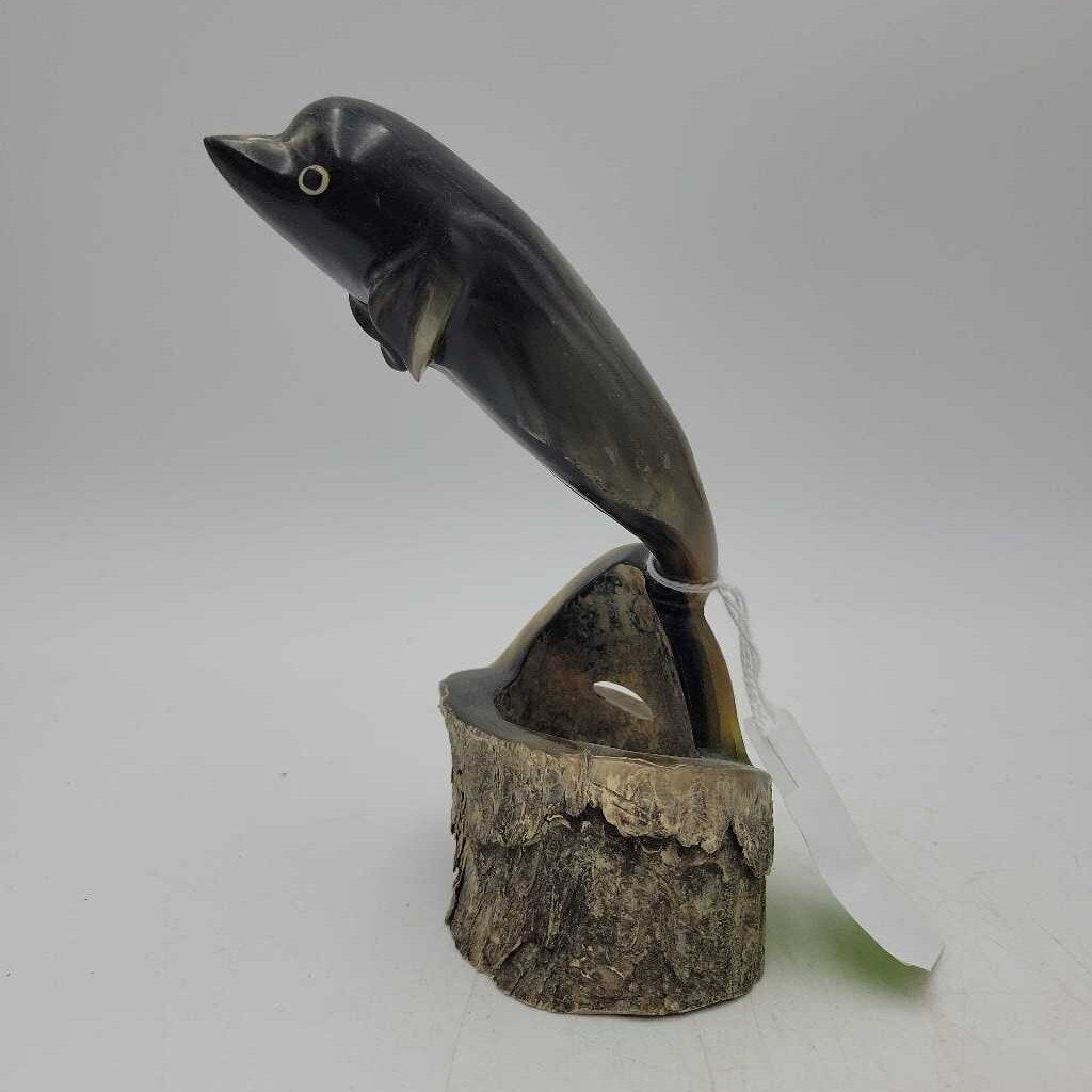 Hand Carved Horn Dolphin (RHA)